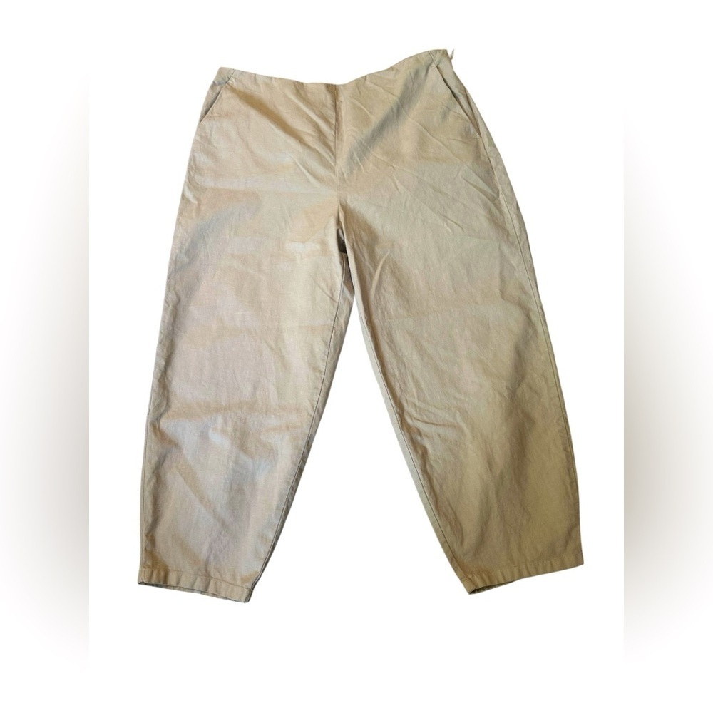 Eileen Fisher Beige Cropped Wide-Leg Trousers